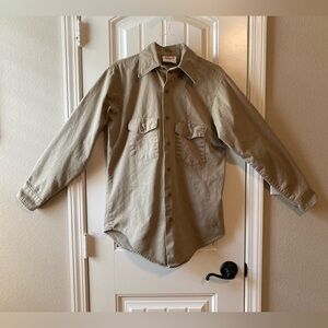 Vintage Tuf Nut Khaki Heavy Cotton Button Down Shirt Sz 14 1/2” 32